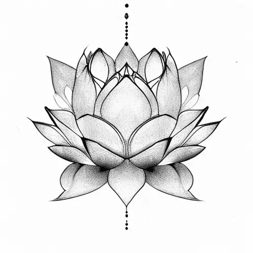 lotus flower with asymmetric petals tattoo design idea