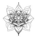 lotus flower with asymmetric and imperfect petals tattoo design idea