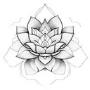 lotus flower with asymmetric and imperfect petals tattoo design idea