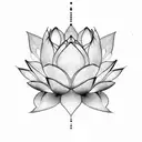 lotus flower with asymmetric petals tattoo design idea