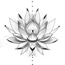 lotus flower with asymmetric petals tattoo design idea