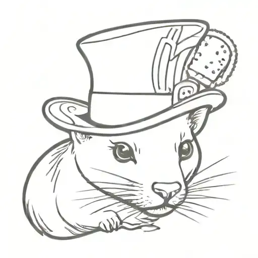 Ferret with Mad Hatter's Hat tattoo design idea