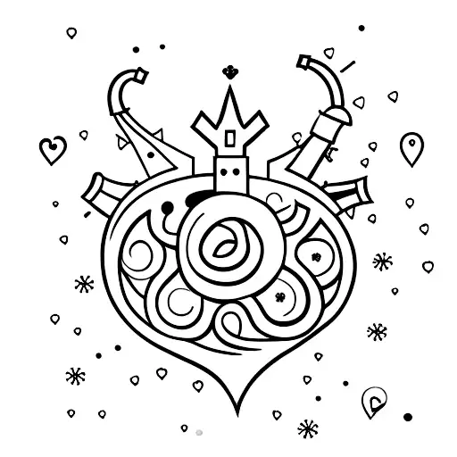 A minimalistic design of a pierced heart with icicles hanging from it tattoo design idea