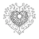 A minimalistic design of a pierced heart with icicles hanging from it tattoo design idea