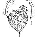 A minimalistic design of a pierced heart with icicles hanging from it tattoo design idea