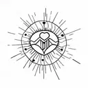 A minimalistic design of a pierced heart with icicles hanging from it tattoo design idea