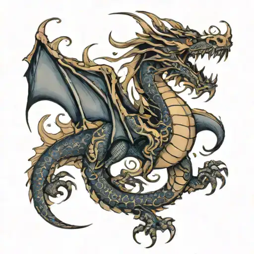 Shadow dragon wrapped tattoo design idea