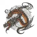 Shadow dragon wrapped tattoo design idea