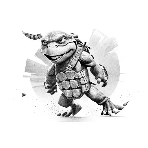 cowabunga phrase with teenage mutant ninja turtle weapons tattoo design idea