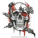 ramb skull and flame burns tattoo design idea