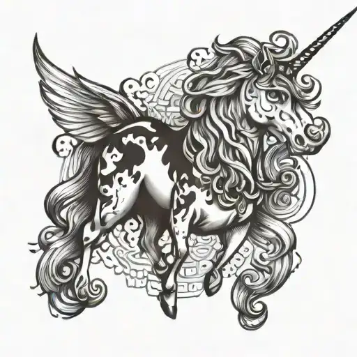 unicorn and mario broos tattoo design idea