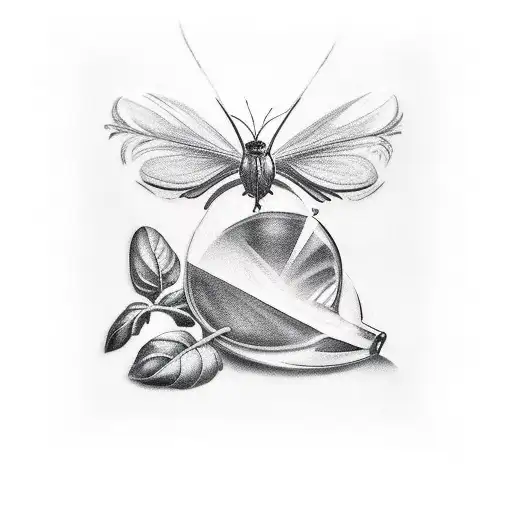 wine cheese tomato basil dining table tattoo design idea