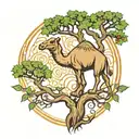 camel thorn tree with roots shaped lick music notes tattoo design idea