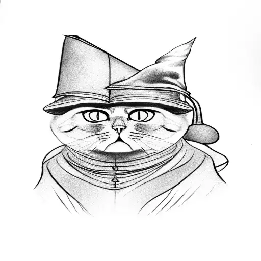 Cat in Harry Potter Sorting Hat and robe tattoo design idea