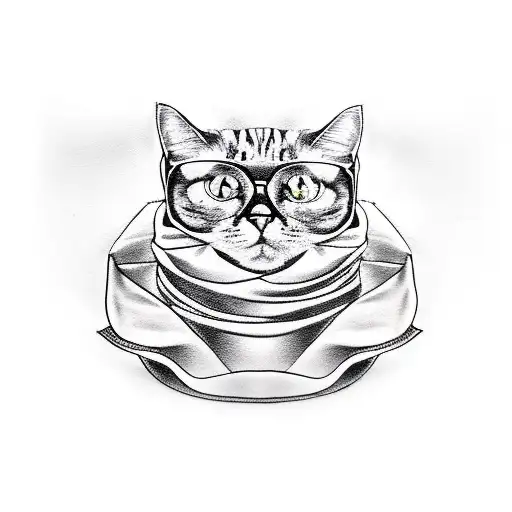 Cat in Harry Potter Sorting Hat and robe tattoo design idea