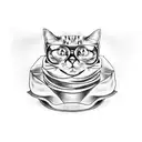 Cat in Harry Potter Sorting Hat and robe tattoo design idea