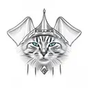 Cat in Harry Potter Sorting Hat and robe tattoo design idea