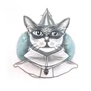 Cat in Harry Potter Sorting Hat and robe tattoo design idea