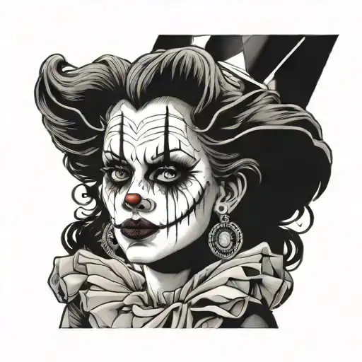 gothic clown woman from the front tattoo design idea
