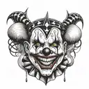 gothic clown woman from the front showing her teeth tattoo design idea