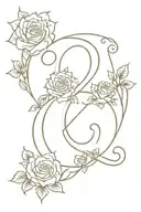 ampersand symbol surrounded by roses tattoo design idea