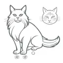 main-coon cat silhouette with 6 footprints tattoo design idea