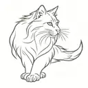 main-coon cat silhouette with 6 footprints tattoo design idea