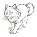 main-coon cat silhouette with 6 footprints tattoo design idea