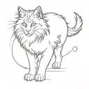 main-coon cat silhouette with 6 footprints tattoo design idea