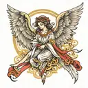 wing ridden angel tattoo design idea