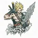 final fantasy 7 midgar with cloud strife tattoo design idea
