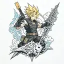 final fantasy 7 midgar with cloud strife tattoo design idea