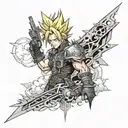 final fantasy 7 midgar with cloud strife tattoo design idea