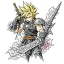 final fantasy 7 midgar with cloud strife tattoo design idea