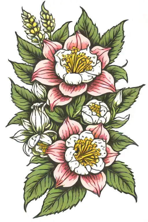 may birth flower, July birth flower, October birth flower tattoo design idea
