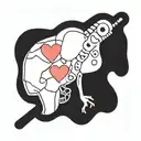 a cool patchwork japanese style looking tattoo black ink somehow connecting heart and brain together but in a cool way  tattoo design idea