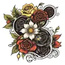 roses,marigold,carnation,honeysuckle,cosmo,snowdrop tattoo design idea