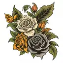 roses,marigold,carnation,honeysuckle,cosmo,snowdrop tattoo design idea