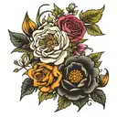 roses,marigold,carnation,honeysuckle,cosmo,snowdrop tattoo design idea