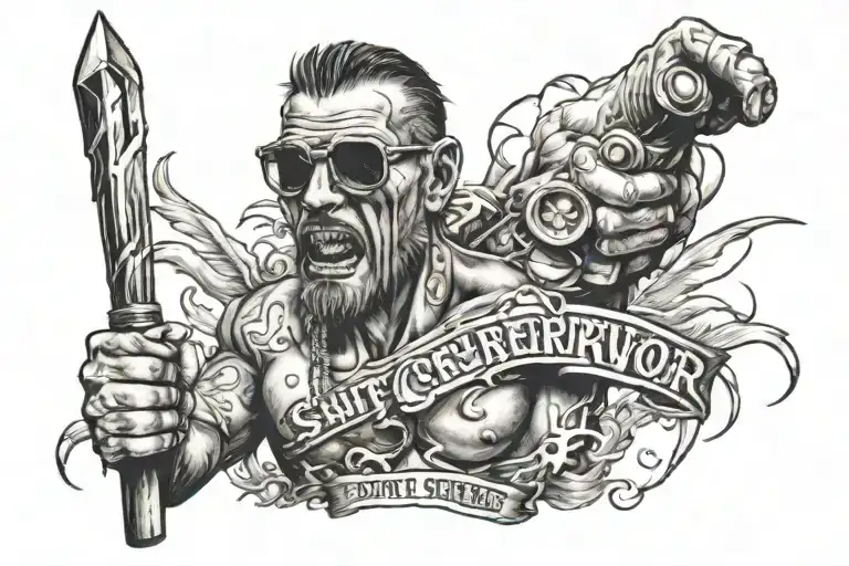 shit creek survivor power strength tattoo design idea