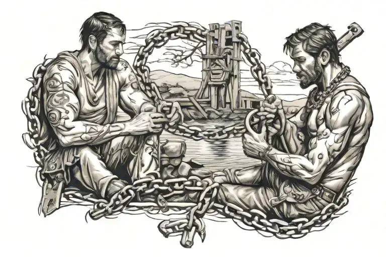 shit creek survivor breaking chains tattoo design idea