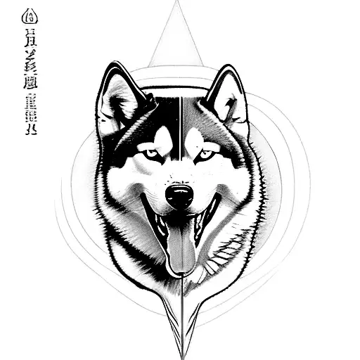 Draw two huskies one orange and one gray with white, side by side tattoo design idea