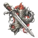 Narsil with the ring around the hilt with red shards of the sword underneath tattoo design idea