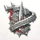 Narsil with the ring around the hilt with red shards of the sword underneath tattoo design idea