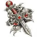 Narsil with the ring around the hilt with red shards of the sword underneath tattoo design idea