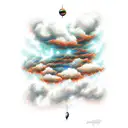 clouds mixing with space and lightnings tattoo design idea