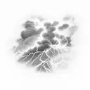 clouds mixing with space and lightnings tattoo design idea