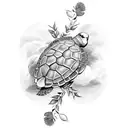 turtle doves rose clouds  tattoo design idea
