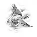 turtle doves rose clouds  tattoo design idea