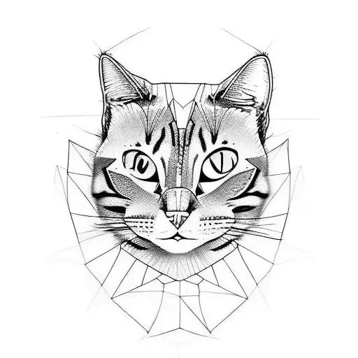 portrait of a angry cat tattoo design idea